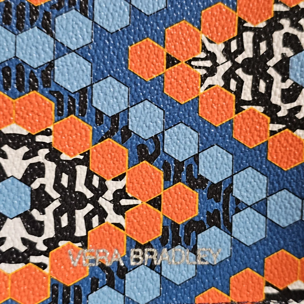 Vera Bradley Blue and Orange Geometric Wallet - Picture 3 of 4